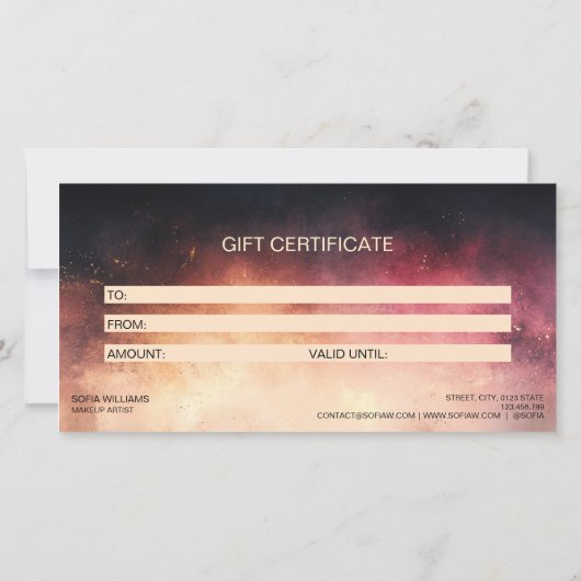 ほこりっぽいモダンピンクの証明書ギフトカード (裏面)