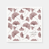 ほこりっぽいモダンピンクの銀杏の葉のパターン スタンダードカクテルナプキン (正面)