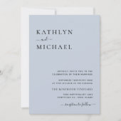 ほこりっぽいモダンブルーのQRコードが一つ結婚に 招待状 (正面)