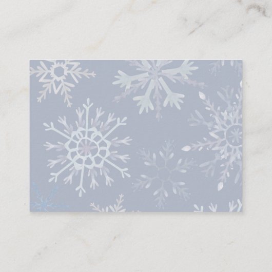 ほこりっぽいモダンブルースノーフレークシャワーいくつのキス エンクロージャーカード (裏面)