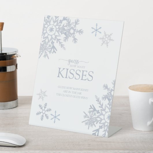 ほこりっぽいモダンブルースノーフレーク冬いくつキス 台座サイン (インサイチュ)