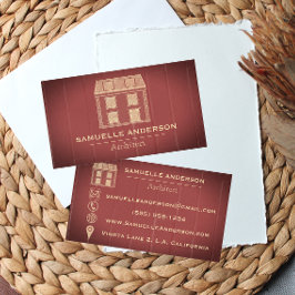 ほこりっぽいモダンワインレッド木材アーキテクト建築 名刺