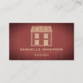 ほこりっぽいモダンワインレッド木材アーキテクト建築 名刺 (正面)