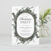 ほこりっぽいモダン冬の水の色のクリスマスパーティー 招待状 (スタンド正面)