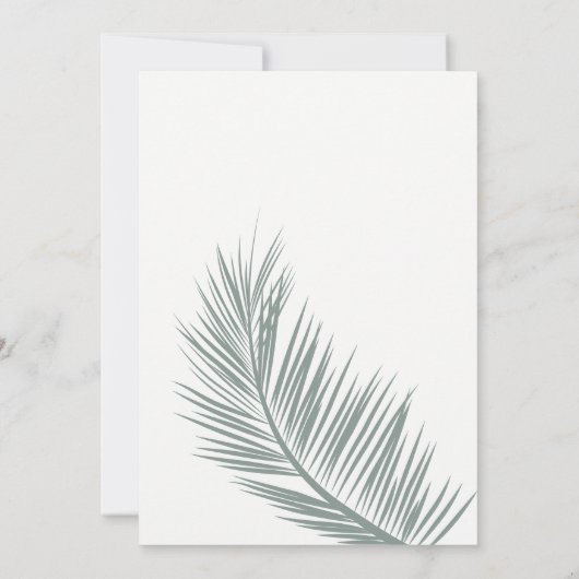 ほこりっぽいモダン緑のヤシの木の優雅な結婚式 招待状 (裏面)