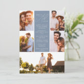 ほこりっぽいモダン青い写真QRコードすべて結婚の 招待状 (スタンド正面)