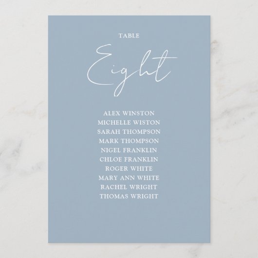 ほこりっぽいモダン青い座席表の番号 招待状 (正面)