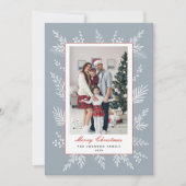 ほこりっぽいモダン青い植物体のクリスマス シーズンカード (正面)