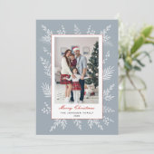 ほこりっぽいモダン青い植物体のクリスマス シーズンカード (スタンド正面)