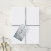 ほこりっぽいモダン青い金ゴールド結婚フレーム ギフトタグ (より糸付き)