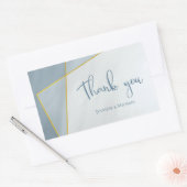 ほこりっぽいモダン青い金ゴールド結婚フレーム 長方形シール (封筒)