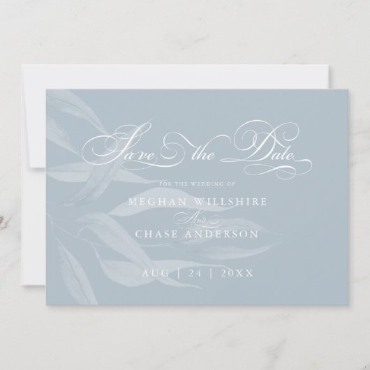 ほこりっぽいモダン青の白い葉 (正面)