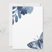 ほこりっぽいモダン青フローラリーフの水の色結婚の 招待状 (裏面)