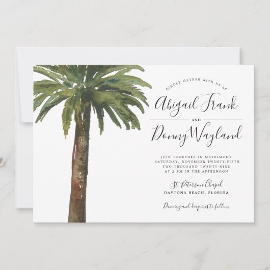 ほこりっぽいヤシ |の結婚お祝い砂バック 招待状 (正面)