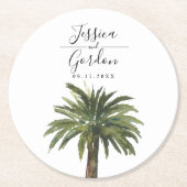 ほこりっぽいヤシ |ビーチをテーマにした ラウンドペーパーコースター (正面)