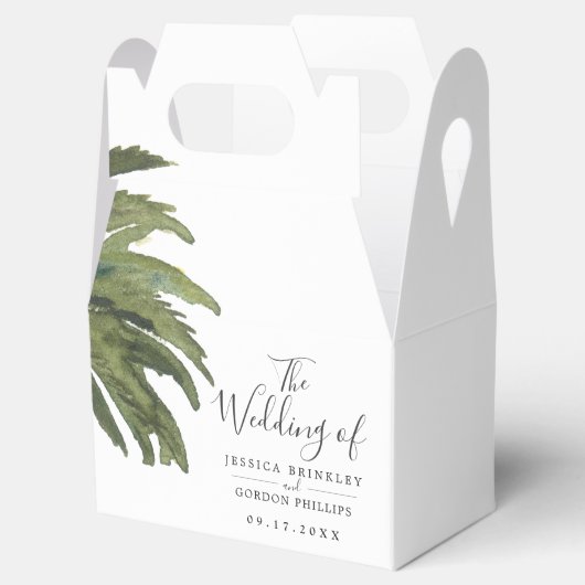 ほこりっぽいヤシ |結婚の白お願い箱 フェイバーボックス (オープン)