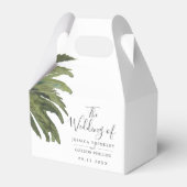 ほこりっぽいヤシ |結婚の白お願い箱 フェイバーボックス (正面サイド)