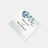 ほこりっぽいユーカリの水の色の結婚葉 スタンダードカクテルナプキン (角)