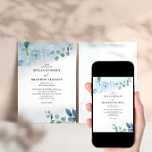 ほこりっぽいユーカリの水の色の緑結婚の色 招待状