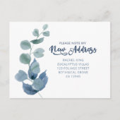 ほこりっぽいユーカリの水の色の葉の移動 案内ポストカード (正面)