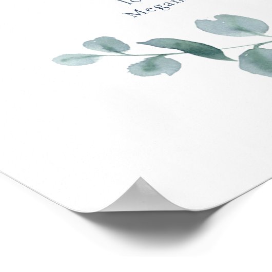 ほこりっぽいユーカリシンプルカリの水の色の葉の恩恵 ポスター (角)