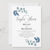 ほこりっぽいユーカリシンプルプエレガントロップル 招待状 (正面)