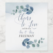 ほこりっぽいユーカリ応援を愛結婚の ワインラベル (シングルラベル)