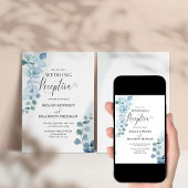 ほこりっぽいユーカリ水の色の結婚式レセプションのみ 招待状