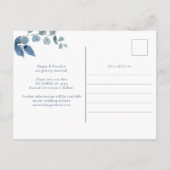 ほこりっぽいユーカリ水の色の結婚緑救の種 案内ポストカード (裏面)