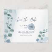 ほこりっぽいユーカリ水の色の結婚緑救の種 案内ポストカード (正面)