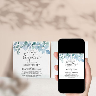 ほこりっぽいユーカリ緑の結婚式レセプションのみ 招待状