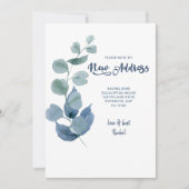 ほこりっぽいユーカリ青い緑の葉が動く 案内状 (正面)