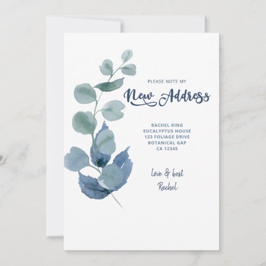 ほこりっぽいユーカリ青い緑の葉が動く 案内状 (正面)