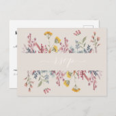 ほこりっぽいワイルドフラワーの水の色の食事の選択RSVP インビテーションポストカード (正面/裏面)