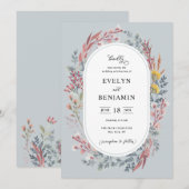 ほこりっぽいワイルドフラワーの水彩画ウェディング招待状 招待状 (正面/裏面)