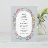 ほこりっぽいワイルドフラワーウォーター結婚式招待状 招待状 (スタンド正面)