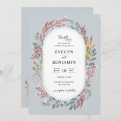 ほこりっぽいワイルドフラワーウォーター結婚式招待状 招待状 (正面/裏面)