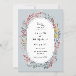 ほこりっぽいワイルドフラワーウォーター結婚式招待状 招待状