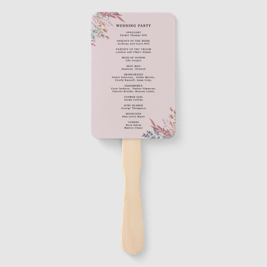 ほこりっぽいワイルドフラワーボタニカル結婚式 プログラムファン ハンドファン (裏面)