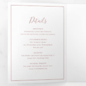 ほこりっぽい伝統的バラピンクエレガントな結婚式 三つ折り招待状 (内部最初)