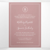 ほこりっぽい伝統的バラピンクエレガントな結婚式 三つ折り招待状 (内部中)