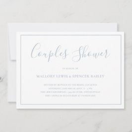 ほこりっぽい伝統的ブルーエレガントカップルのシャワー 招待状