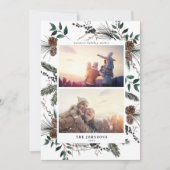 ほこりっぽい冬の水の色のボタニカル2フォトホリデー シーズンカード (正面)