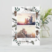 ほこりっぽい冬の水の色のボタニカル2フォトホリデー シーズンカード (スタンド正面)