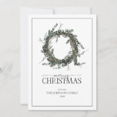 ほこりっぽい冬の水の色のリースメリークリスマスホール シーズンカード (正面)