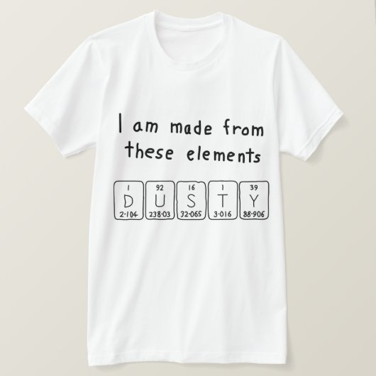ほこりっぽい定期テーブル名のシャツ Tシャツ (デザイン正面)