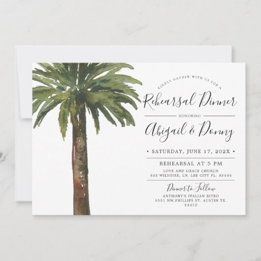 ほこりっぽい手のひら |の結婚リハーサルディナーパーティー 招待状 (正面)