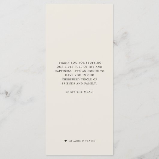 ほこりっぽい手のひら |コースト結婚のディナーイベントメニュー メニュー (裏面)