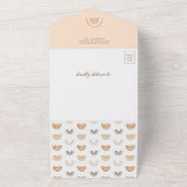 ほこりっぽい桃のアーチ自然ボホレインボーベビーシャワー オールインワン招待状 (外側)