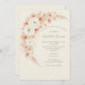 ほこりっぽい桃のワイルドフラワーブライダルシャワー招待 招待状 (正面/裏面)